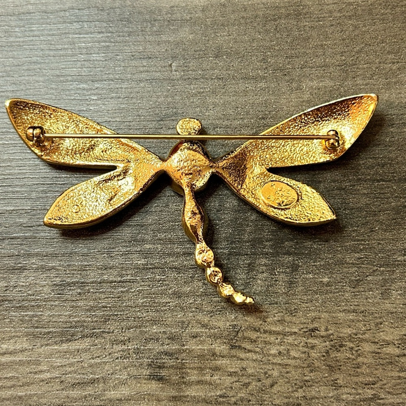 Vintage Kjl By Avon Enamel Dragonfly Brooch 3” Gold Tone Kenneth Jay Lane #756 — image 4 of 6